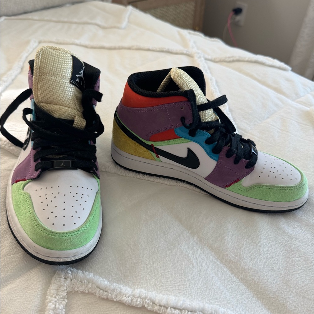 mid jordans, worn once